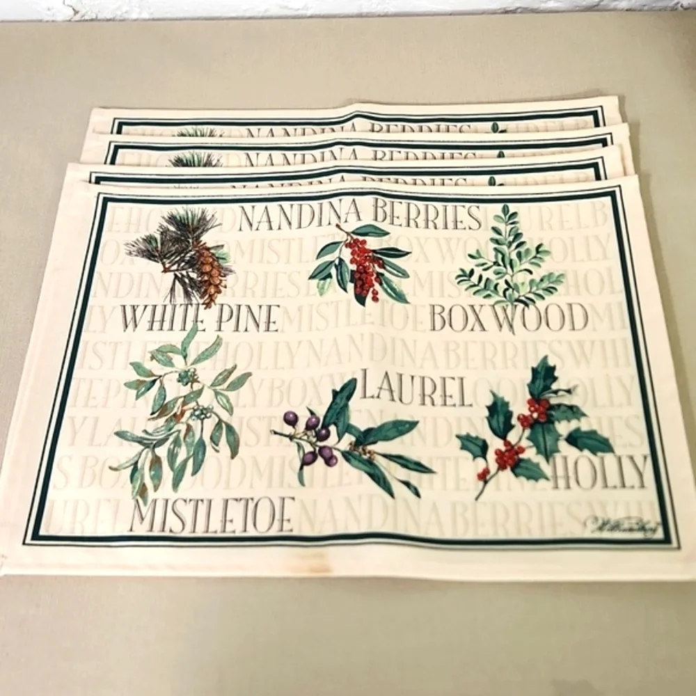 Vintage Williamsburg Canvas Winter Holiday Placemats